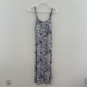 Arabella‎ Y2K Black White Paisley Maxi Slip Dress S | Boho Fairy Grunge Artsy